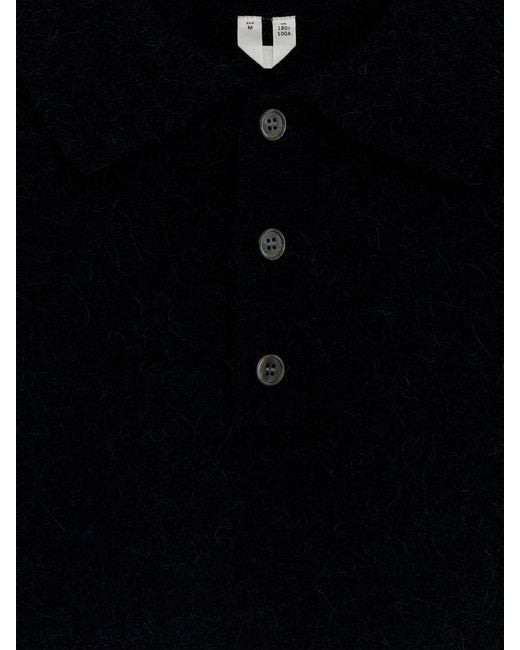 ARKET Black Alpaca Wool Blend Polo Shirt for men