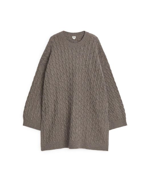 ARKET Gray Cable-knit Wool Jumper