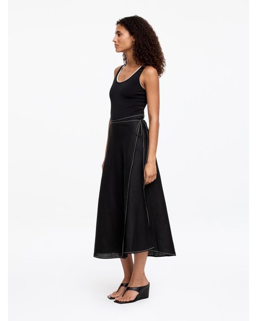 ARKET Black Linen Wrap Skirt