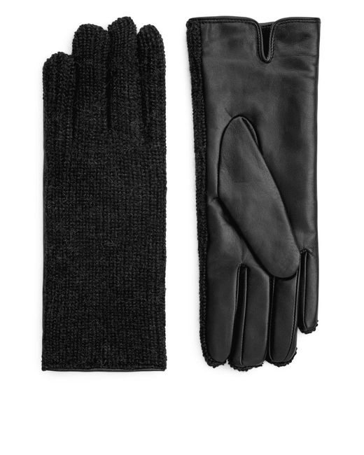 ARKET Black Alpaca & Leather Gloves