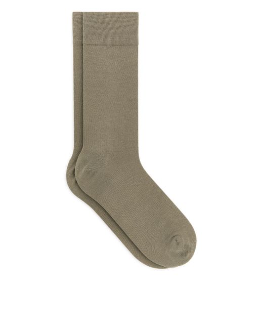 ARKET Gray Mercerised Cotton Plain Socks for men