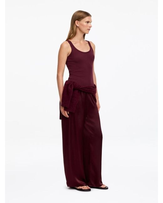 ARKET Red Silk Satin Trousers