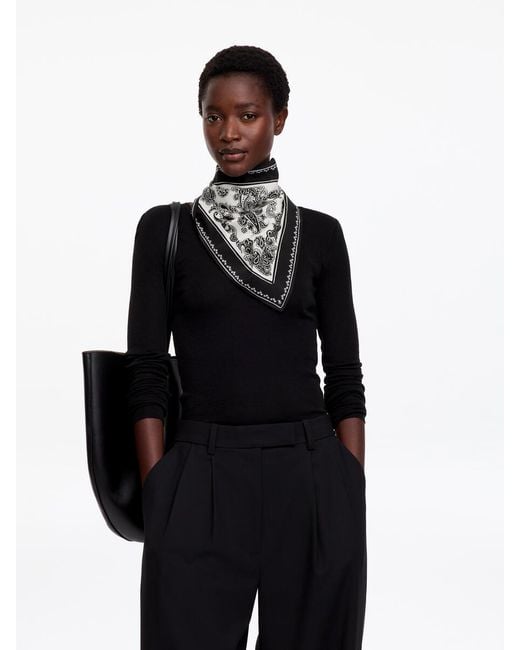 ARKET Black Cotton-Silk Paisley Scarf