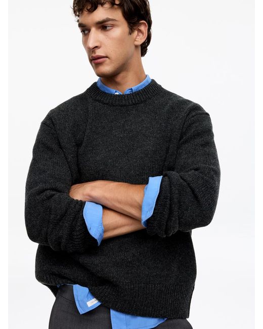 ARKET Black Heavy Knit Wool Jumper for men