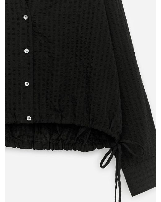 ARKET Black Seersucker Top