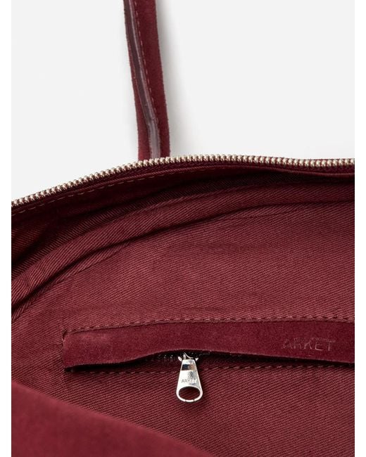 ARKET Red Split Suede Bowling Bag