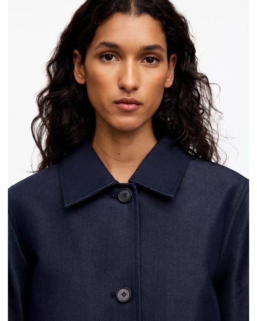 ARKET Blue Lustrous Cotton-Blend Overshirt