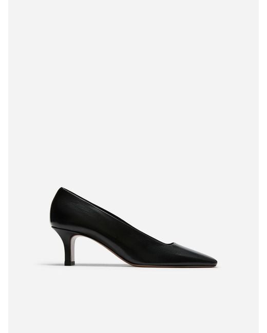 ARKET Black Square-Toe Leather Pumps