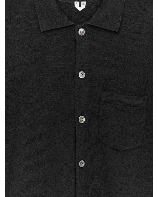 ARKET Black Textured Cotton-Wool Blend Cardigan for men