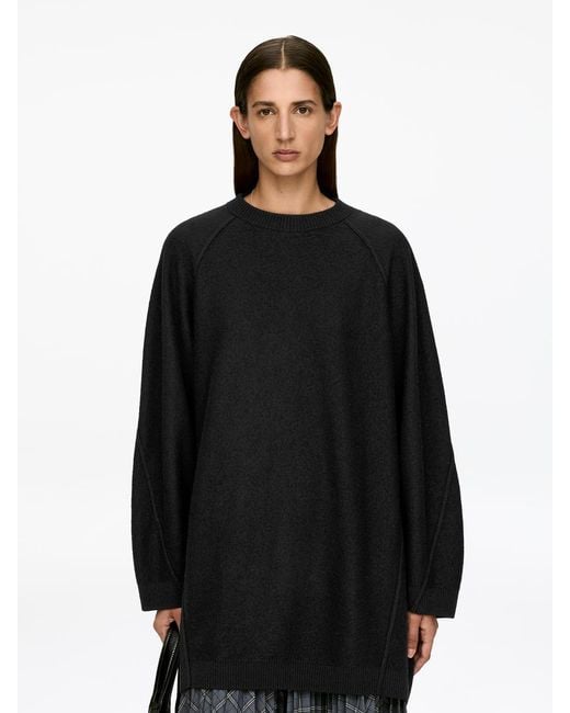 ARKET Black Boiled Wool Mini Dress