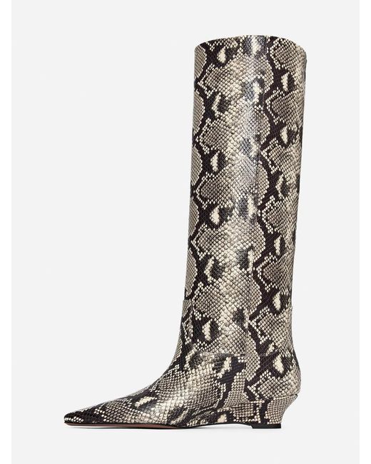 ARKET Black Wedge-Heel Leather Boots