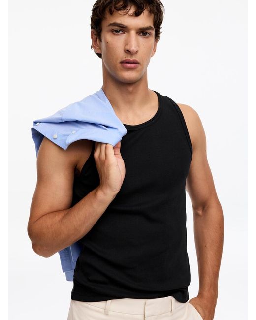 ARKET Black Ribbed Tank Top for men