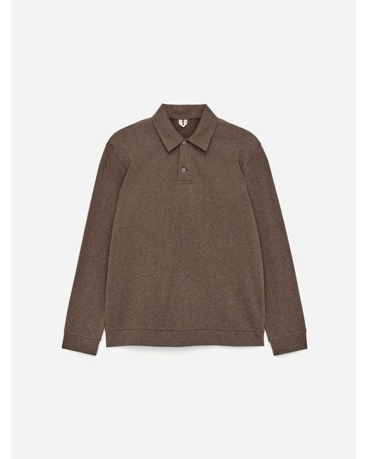 ARKET Brown Cotton Lyocell Polo Jumper for men