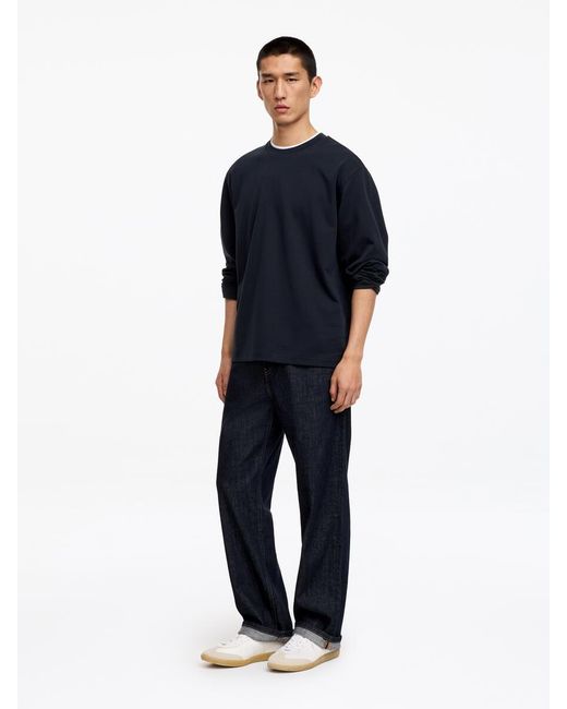 ARKET Blue Interlock Long-Sleeve T-Shirt for men