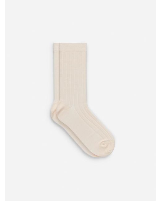 ARKET White Ribbed Silk-Blend Socks