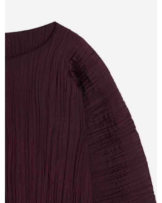 ARKET Purple Volume-Sleeve Plissé Top