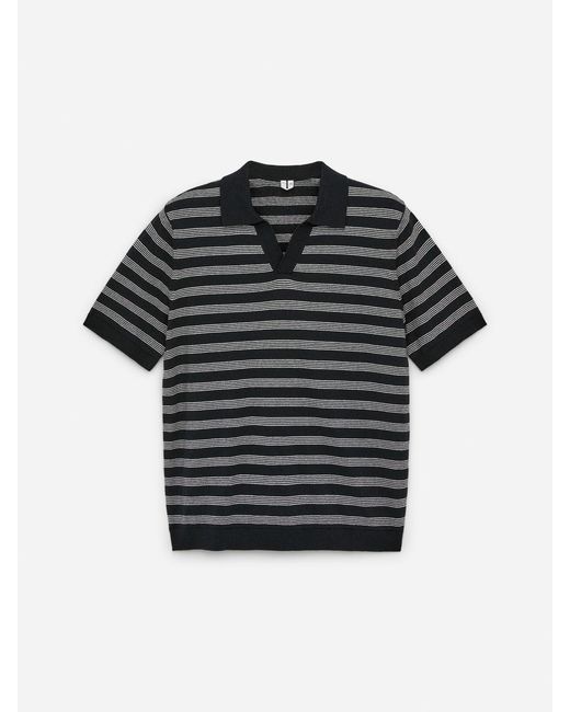 ARKET Black Cotton Linen Polo Shirt for men