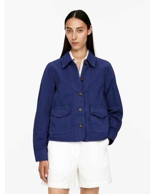 ARKET Blue Overshirt Aus Baumwolle Und Leinen