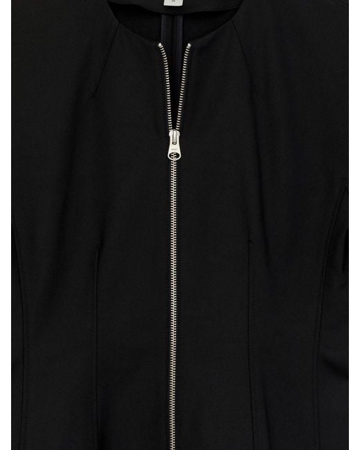 ARKET Black Zip-Up Peplum Top