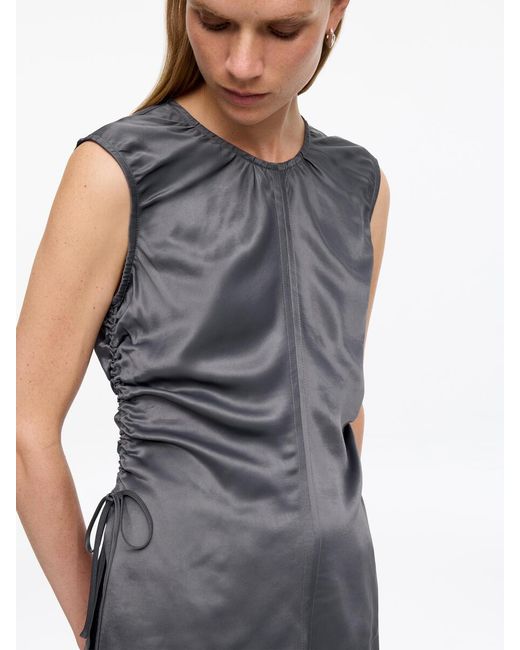 ARKET Blue Satin Drawstring Top