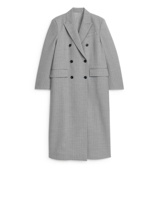 ARKET Gray Tailored Pinstripe Coat