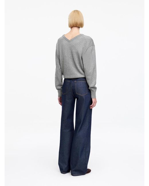ARKET Gray Cotton-Wool V-Neck Jumper