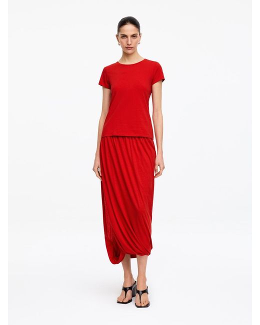ARKET Red Draped Midi Skirt