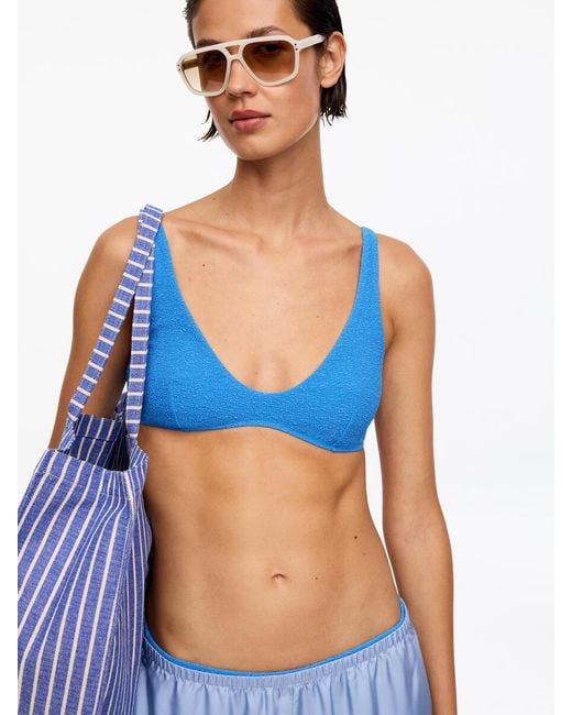 ARKET Blue V-Neck Bikini Top