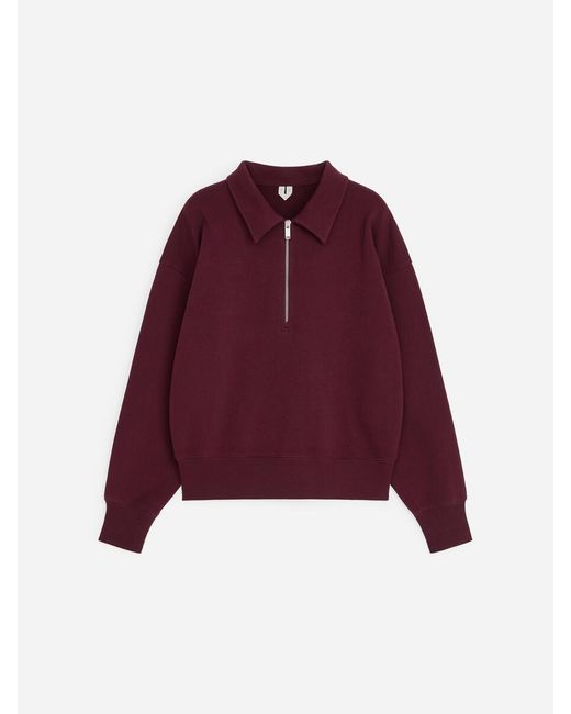 ARKET Red Half-Zip Polo Sweatshirt