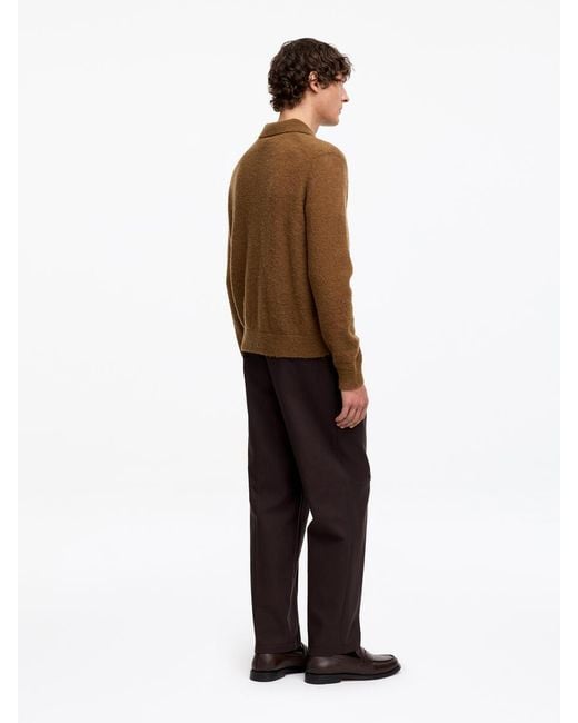 ARKET Brown Knitted Wool Blend Polo Shirt for men