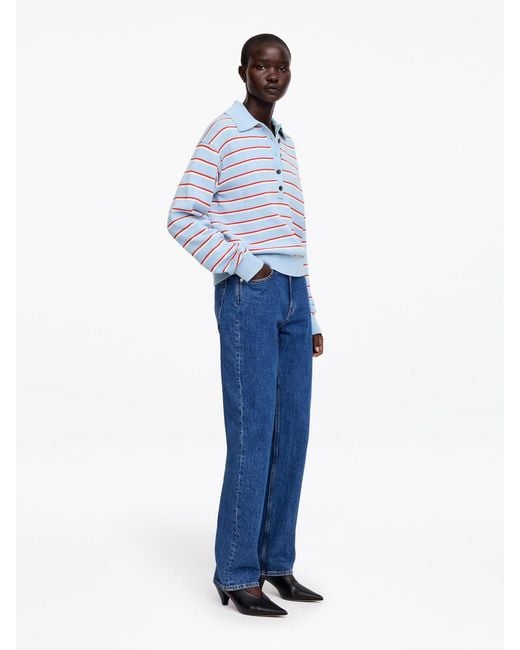 ARKET Blue Knitted Polo Shirt
