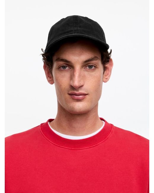ARKET Red Washed Cotton Canvas Cap for men