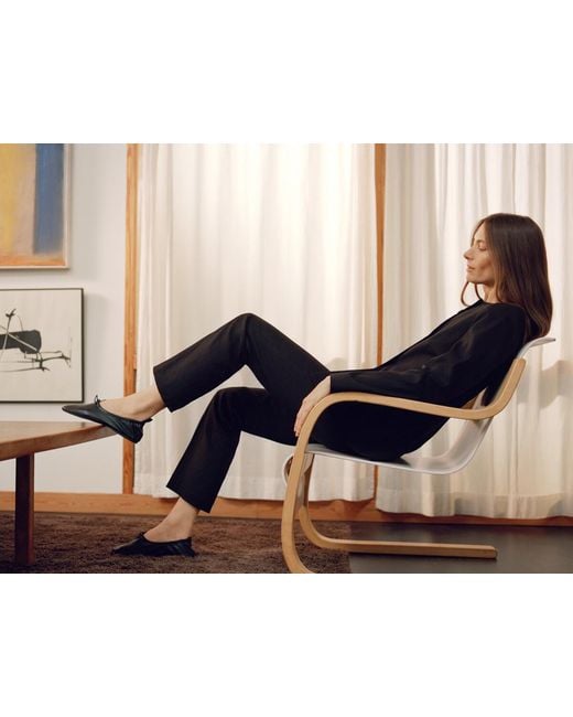 ARKET Black Linen-Cotton Kick-Flare Trousers
