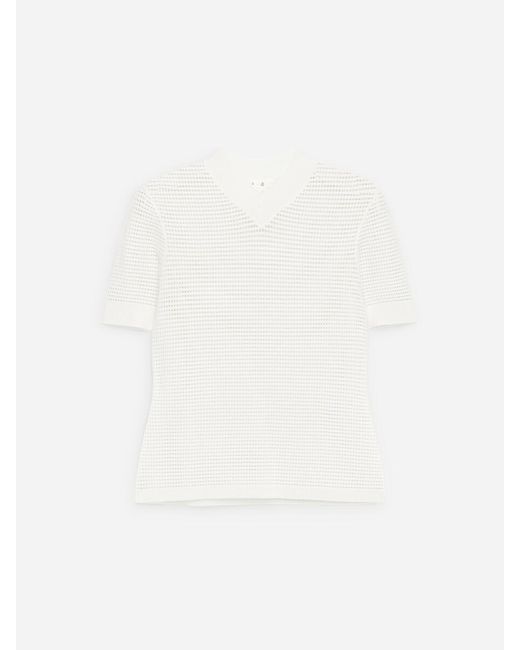 ARKET White Pointelle V-Neck Top
