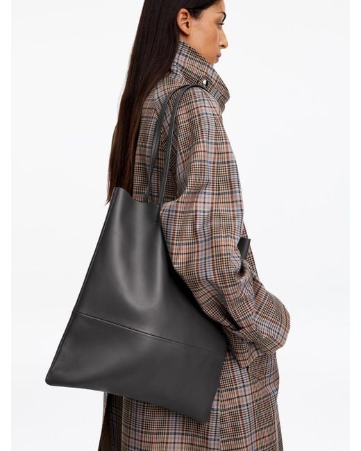 ARKET Gray Leather Tote Bag