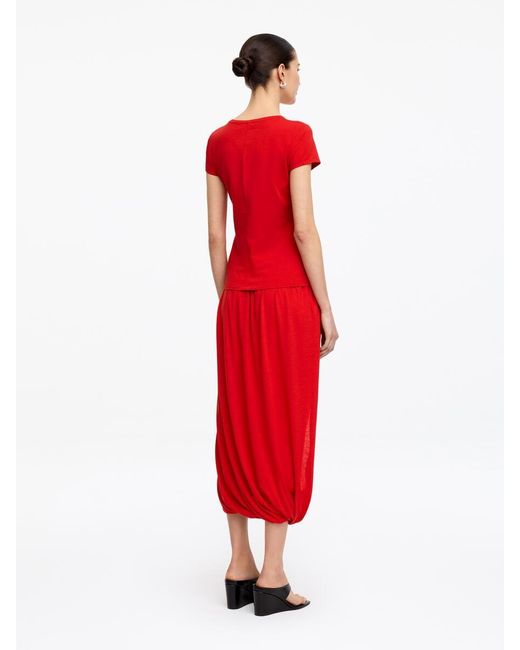 ARKET Red Draped Midi Skirt