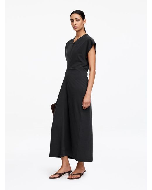 ARKET Black Draped Midi Dress