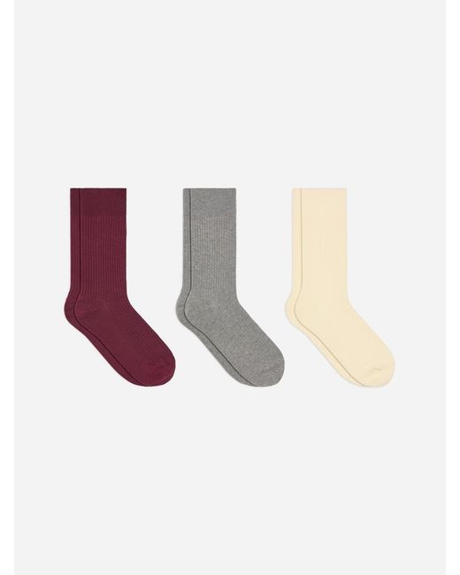ARKET White Supima Cotton Rib Socks Set Of 3 Pairs for men