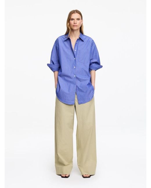 ARKET Blue Relaxed Cotton Trousers