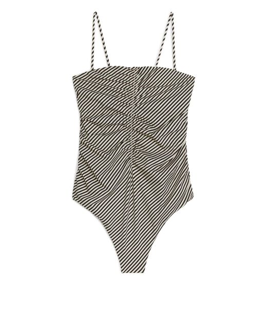 ARKET Gray Ruched Swimsuit