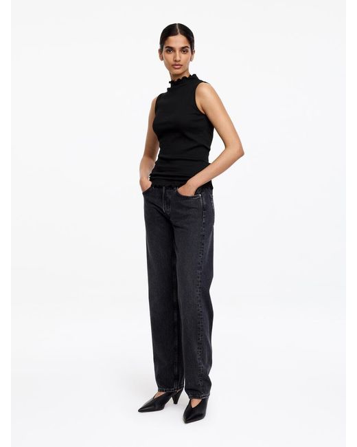 ARKET Black Mock-Neck Ribbed Top
