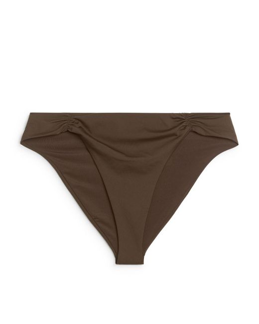 ARKET Brown Gather-detail Bikini Bottom