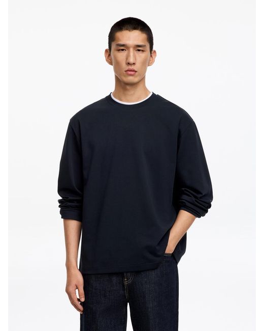 ARKET Blue Interlock Long-Sleeve T-Shirt for men
