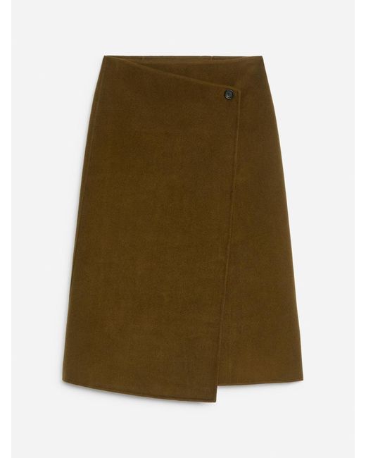 ARKET Green Wool-Blend Doublé Skirt