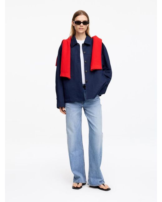 ARKET Blue Linen-Cotton Overshirt