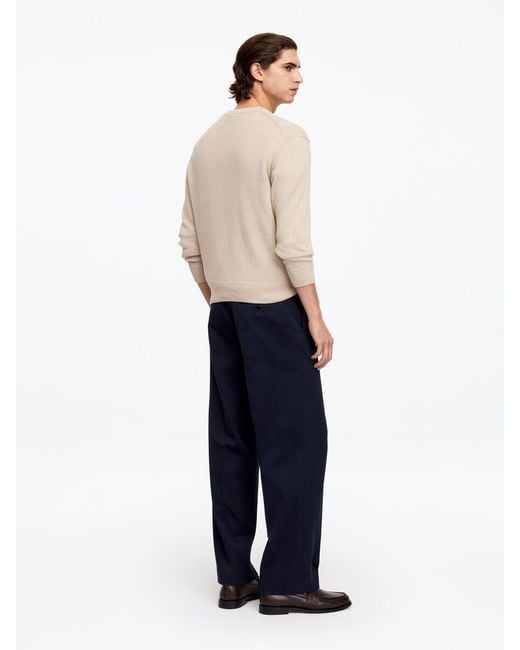 ARKET White Wide Dressed Cotton Trousers for men