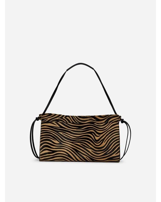 ARKET Natural Zebra-Print Leather Shoulder Bag