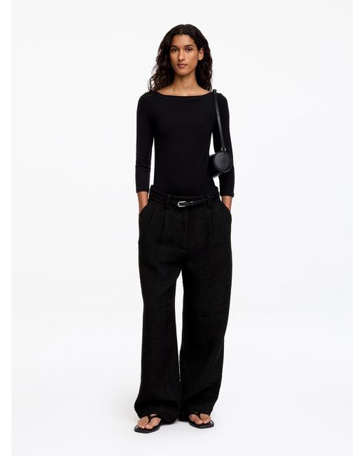 ARKET Black Bouclé Wool Blend Trousers