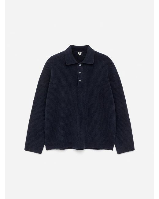 ARKET Blue Knitted Polo Jumper for men