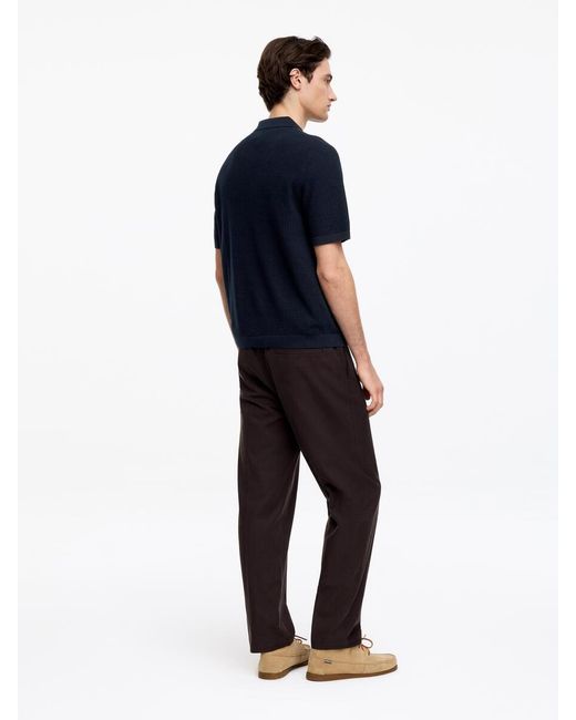 ARKET Blue Knitted Cotton Polo Shirt for men